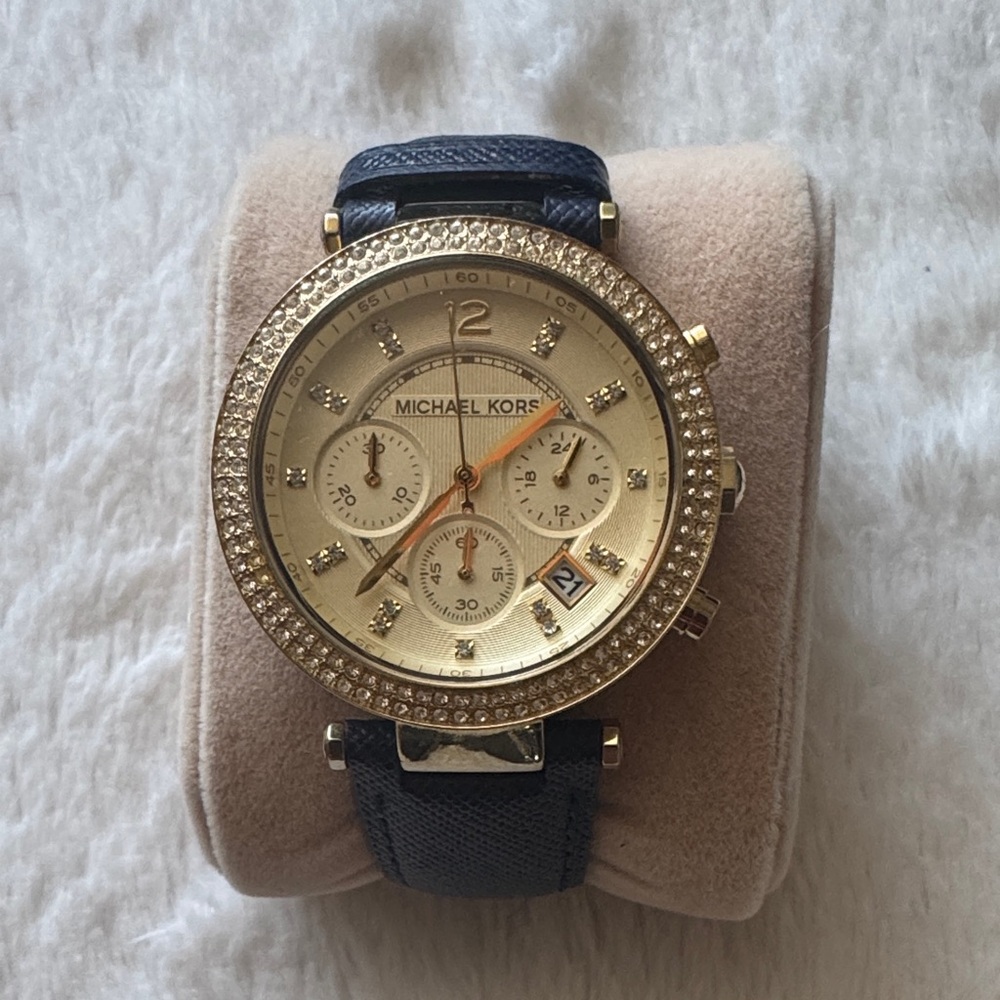 Michael Kors Gold-Tone Watch with Blue Strap